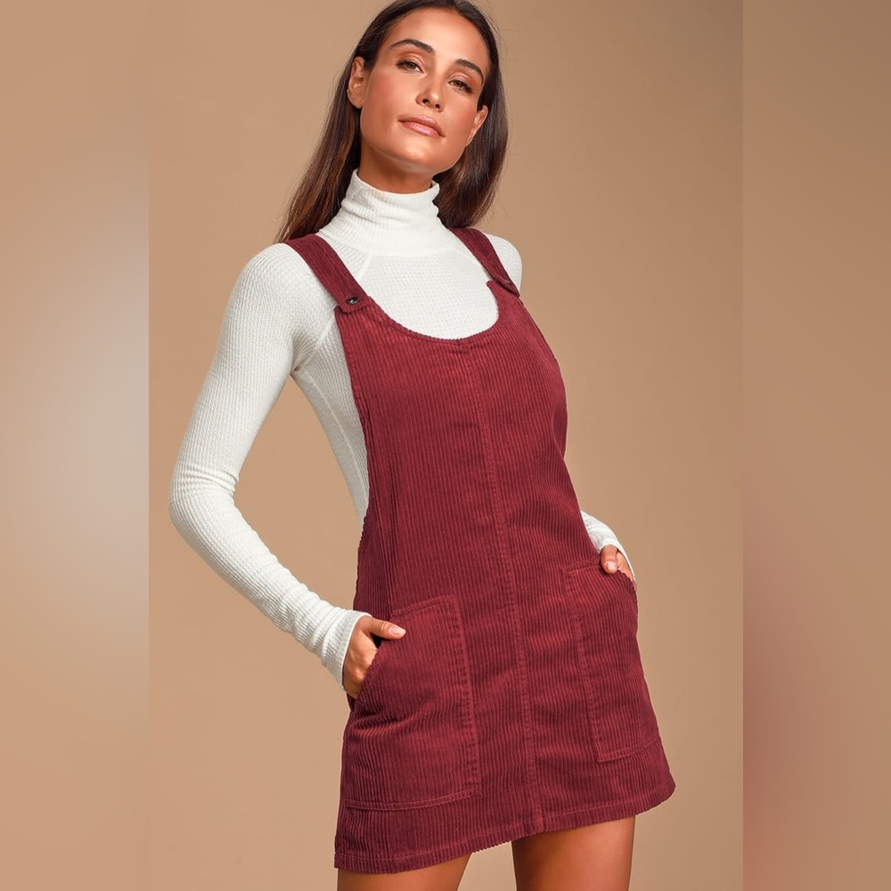 TOPSHOP Cranberry corduroy Pinafore Dress